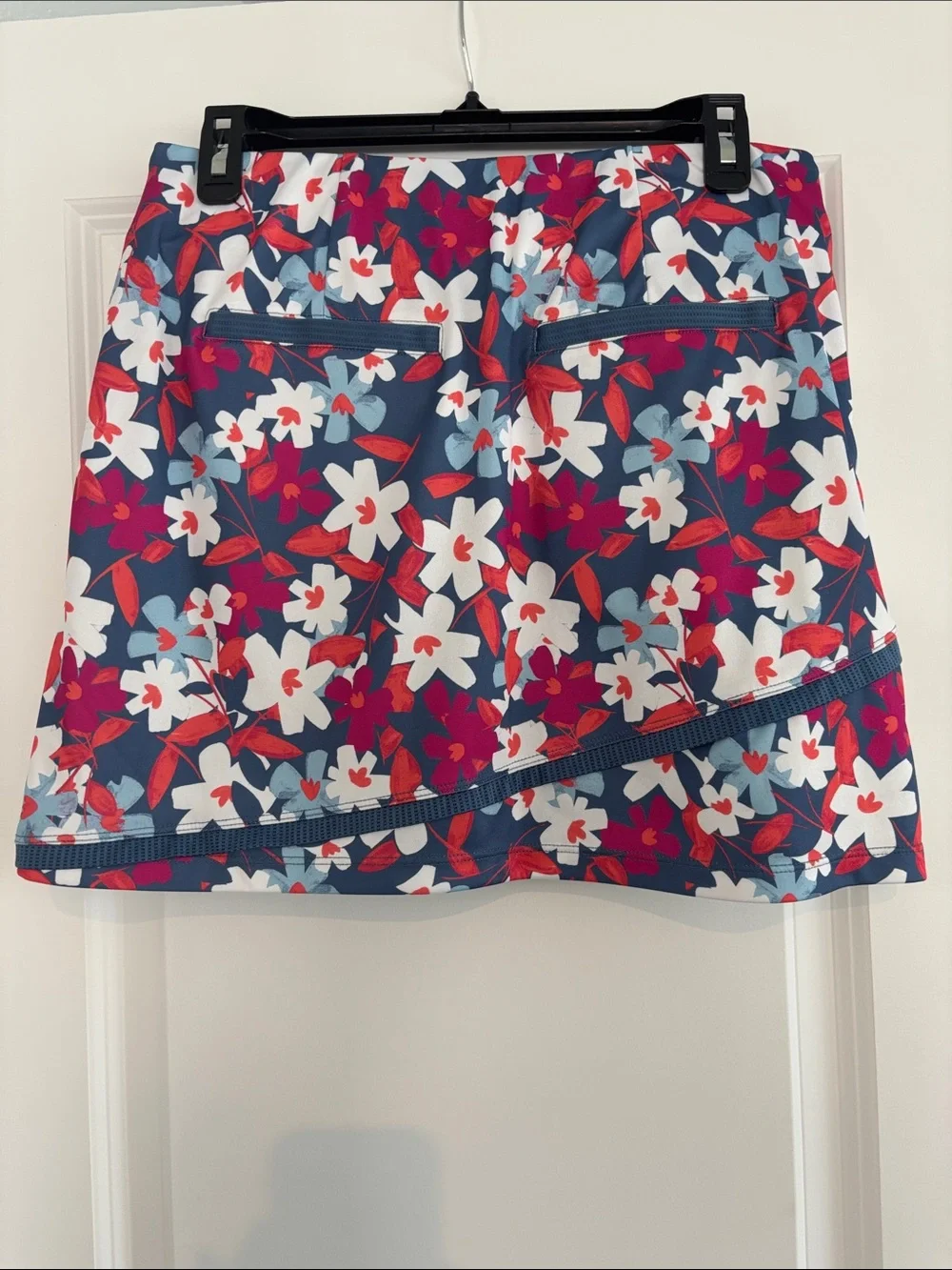 Golf Floral A-Line Skort in Navy, White & Red